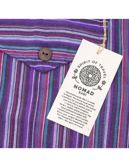 Chemise Grand-père du sari nomade - Noir violet - Large