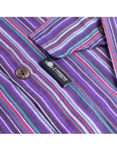 Chemise Grand-père du sari nomade - Noir violet - Large