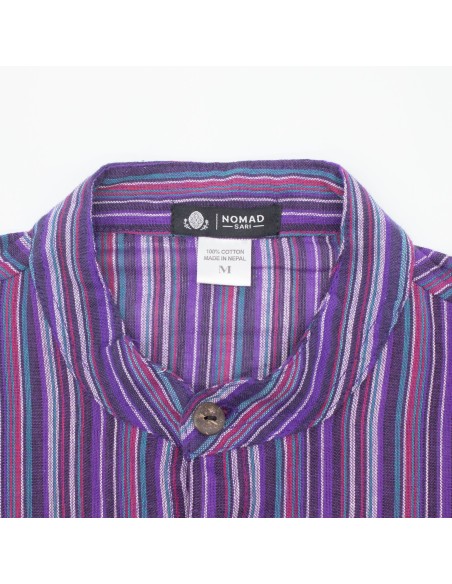 Sari Nomade Grandad Shirt - Noir Violet - Moyen