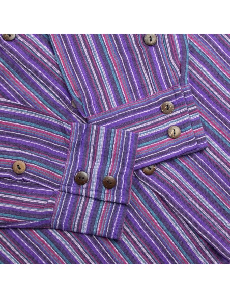 Sari Nomade Grandad Shirt - Noir Violet - Moyen