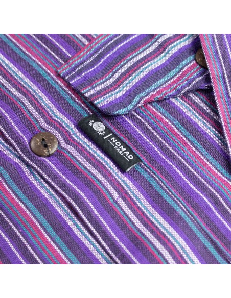 Sari Nomade Grandad Shirt - Noir Violet - Moyen