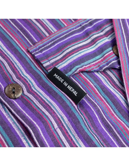 Sari Nomade Grandad Shirt - Noir Violet - Moyen