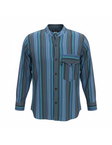 Chemise Nomad Sari Grandfather - Turquoise - Large