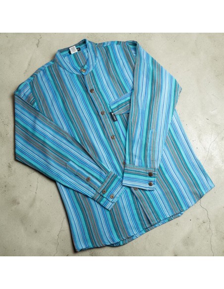 Chemise Nomad Sari Grandfather - Turquoise - Large