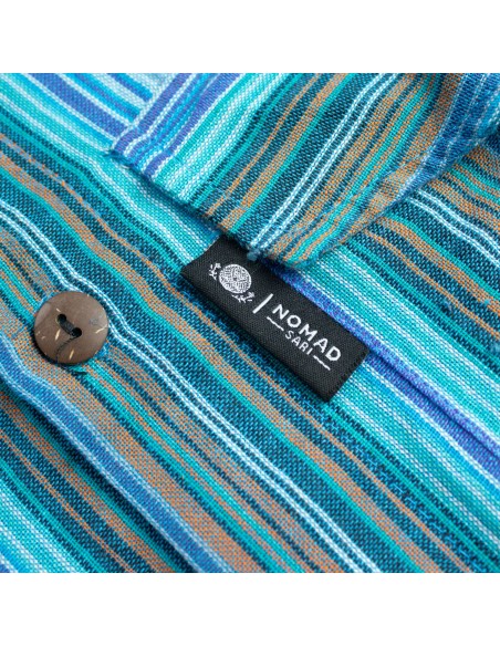 Chemise Nomad Sari Grandfather - Turquoise - Large