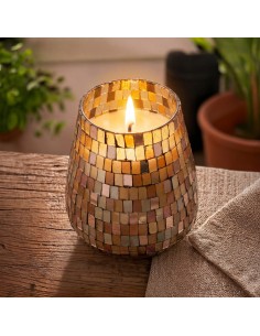 Bougies dans un grand bocal en verre - mosaïque d’ambre