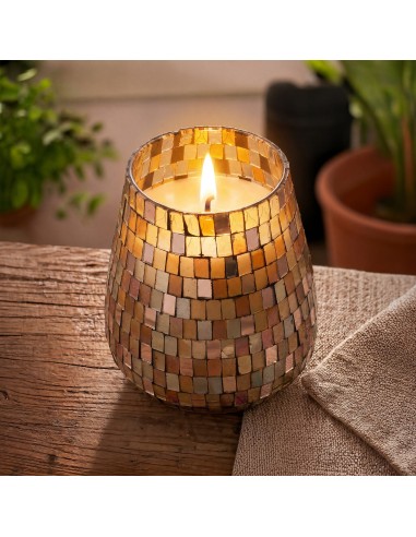 Bougies dans un grand bocal en verre - mosaïque d’ambre
