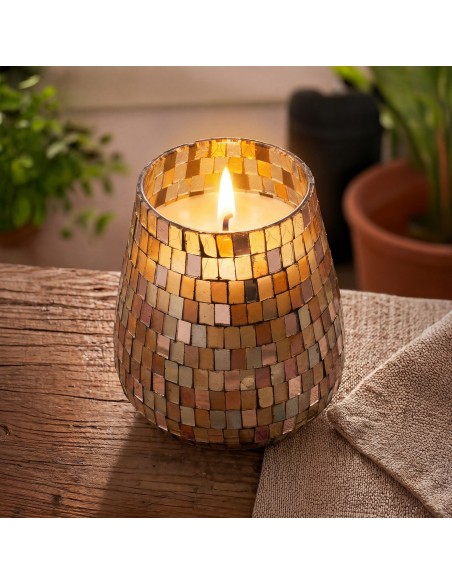 Bougies dans un grand bocal en verre - mosaïque d’ambre