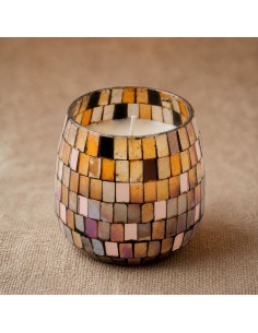 Bougies dans un bocal en verre moyen - Mosaïque d’ambre