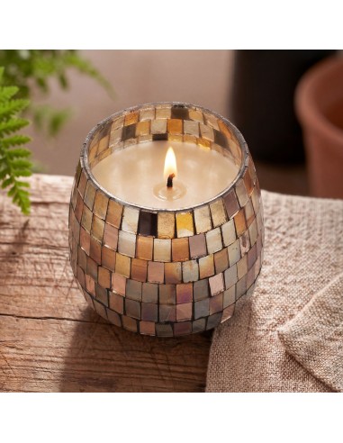 Bougies dans un bocal en verre moyen - Mosaïque d’ambre