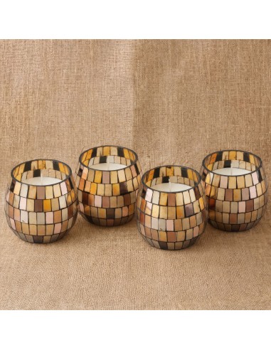 Bougies dans de petits bocaux en verre - Mosaïque d’ambre