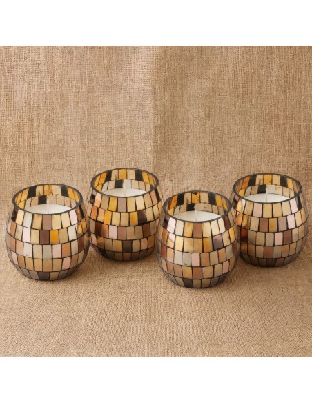 Bougies dans de petits bocaux en verre - Mosaïque d’ambre