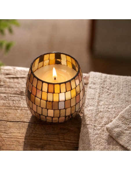 Bougies dans de petits bocaux en verre - Mosaïque d’ambre