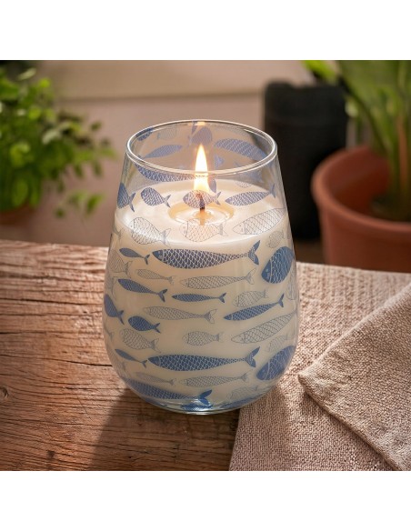 Bougies dans un grand bocal en verre - Brise marine