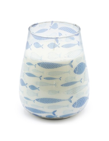 Bougies dans un grand bocal en verre - Brise marine