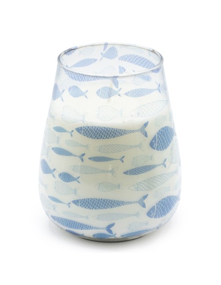 Bougies dans un grand bocal en verre - Brise marine