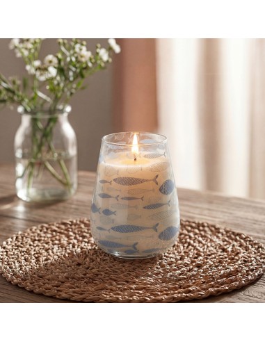 Bougies dans un grand bocal en verre - Brise marine