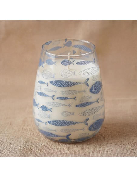 Bougies dans un grand bocal en verre - Brise marine