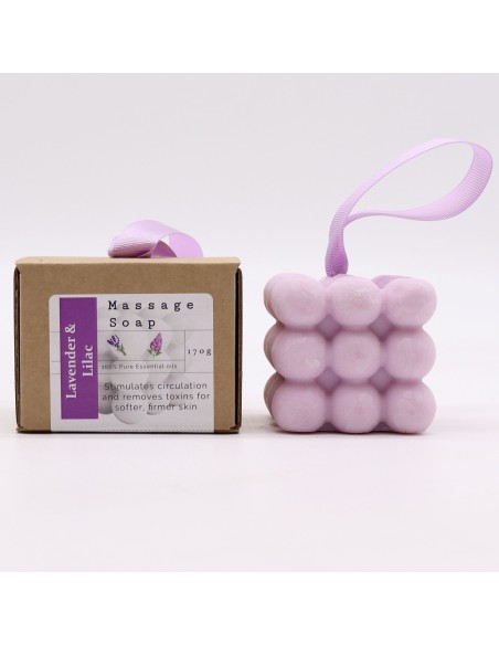 Savon de massage unique en boîte - Lavande et lilas