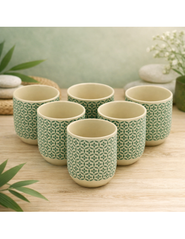 Tasses thé mosaïque verte