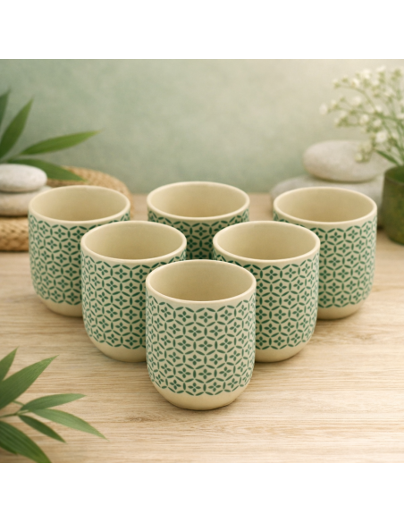Tasses thé mosaïque verte