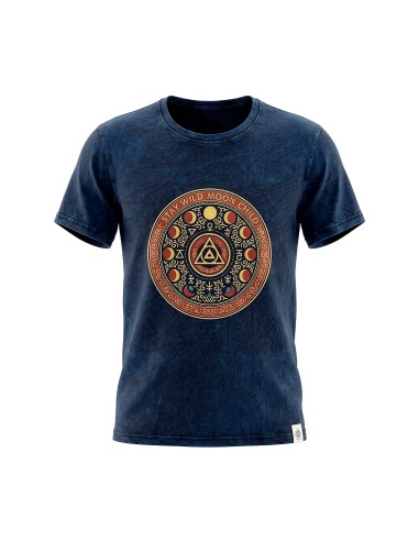 Camiseta de algodÃ³n lavado a piedra Nomad Sari - Mantente Salvaje, Hijo de la Luna - Azul - PequeÃ±o
