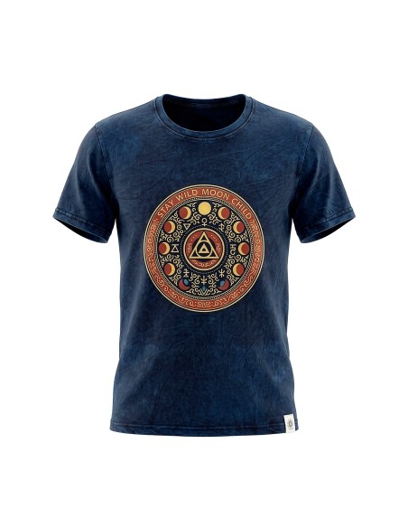Camiseta de algodÃ³n lavado a piedra Nomad Sari - Mantente Salvaje, Hijo de la Luna - Azul - PequeÃ±o