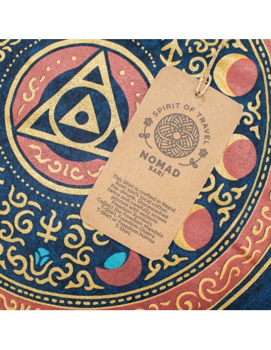 Camiseta de algodÃ³n lavado a piedra Nomad Sari - Mantente Salvaje, Hijo de la Luna - Azul - PequeÃ±o