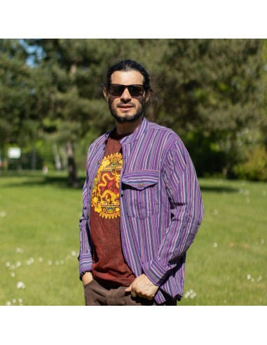 Nomad Sari Camiseta de algodÃ³n lavado a la piedra - Mandala de dragÃ³n - granate - pequeÃ±a
