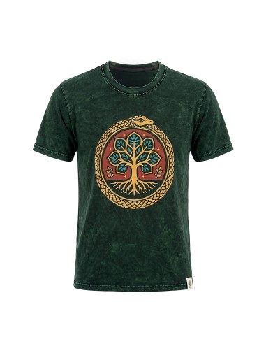 Nomad Sari Camiseta de algodÃ³n lavado a piedra - Ãrbol de la Vida - Verde - PequeÃ±o