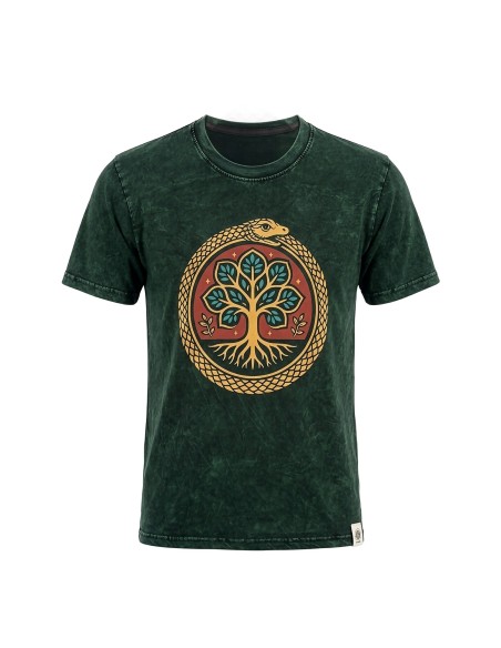 Nomad Sari Camiseta de algodÃ³n lavado a piedra - Ãrbol de la Vida - Verde - PequeÃ±o