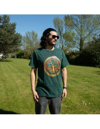 Nomad Sari Camiseta de algodÃ³n lavado a piedra - Ãrbol de la Vida - Verde - PequeÃ±o