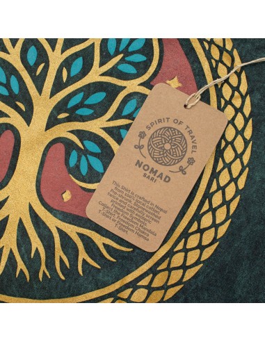 Nomad Sari Camiseta de algodÃ³n lavado a piedra - Ãrbol de la Vida - Verde - PequeÃ±o