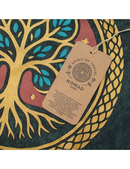 Nomad Sari Camiseta de algodÃ³n lavado a piedra - Ãrbol de la Vida - Verde - PequeÃ±o