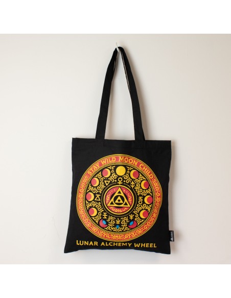 Bolso Tote IcÃ³nico ClÃ¡sico - Luna Alchemy Wheel - Negro 6 oz