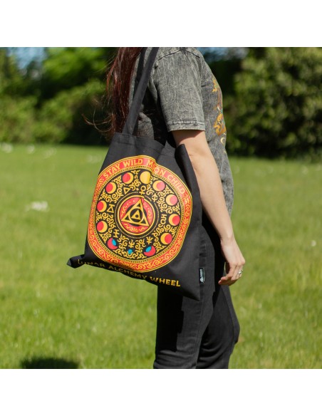 Bolso Tote IcÃ³nico ClÃ¡sico - Luna Alchemy Wheel - Negro 6 oz
