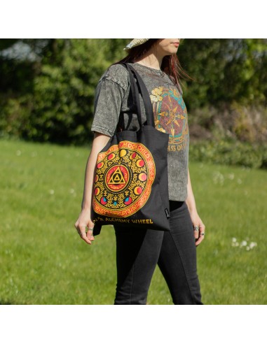 Bolso Tote IcÃ³nico ClÃ¡sico - Luna Alchemy Wheel - Negro 6 oz