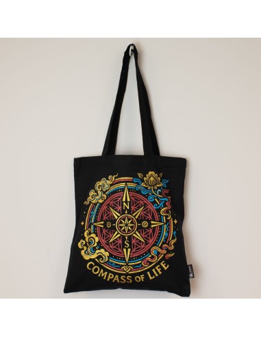 Bolso tote icÃ³nico y clÃ¡sico - BrÃºjula de la Vida - Negro 6oz