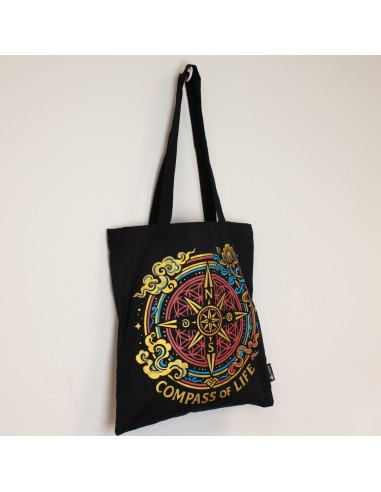 Bolso tote icÃ³nico y clÃ¡sico - BrÃºjula de la Vida - Negro 6oz