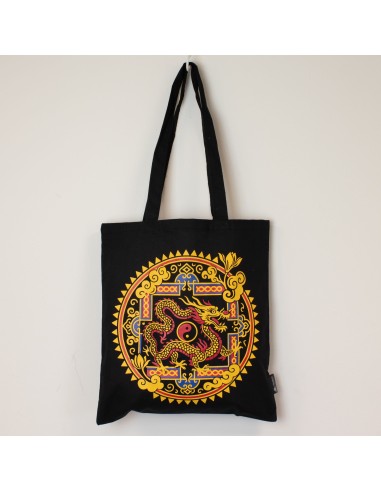 Bolso tote icÃ³nico y clÃ¡sico - DragÃ³n Yin y Yang - Negro 6 oz