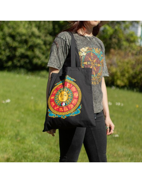 Bolso tote icÃ³nico y clÃ¡sico - Sol del ZodÃ­aco - Negro 6 oz