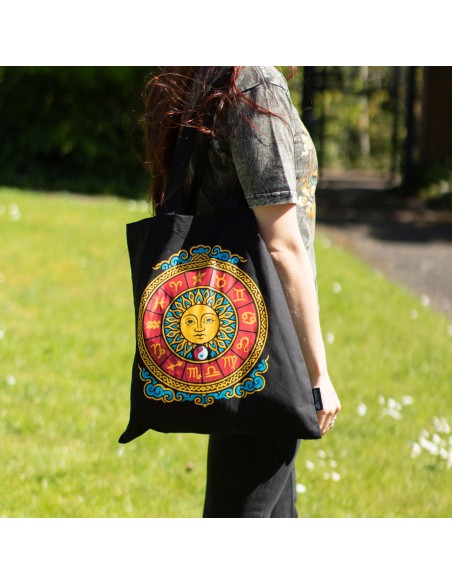 Bolso tote icÃ³nico y clÃ¡sico - Sol del ZodÃ­aco - Negro 6 oz